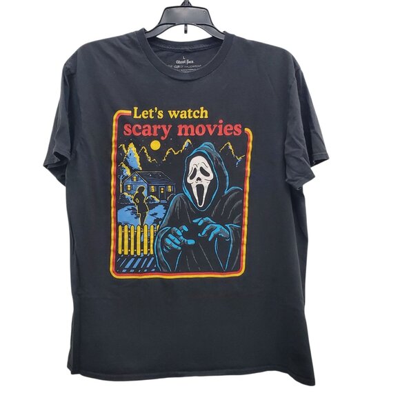 Ghostface Scream Let's Watch Scary Movies Distressed Graphic Tee Adult Size L - Picture 1 of 5